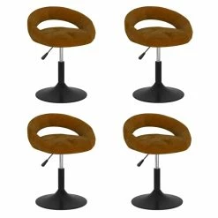 Null VidaXL Esszimmerstühle 4 Stk. Drehbar Braun Samt