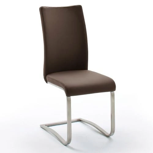 Null Raburg 2er-Set Esszimmerstuhl ARCO In BRAUN, Echtleder, Gestell SILBER – Bild 7