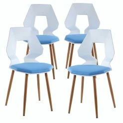 Null 2er 4er Set Design Stühle Esszimmerstühle Küchenstühle Wohnzimmerstuhl Bürostuhl Kunststoff 4 St. Weiß / Hellblau