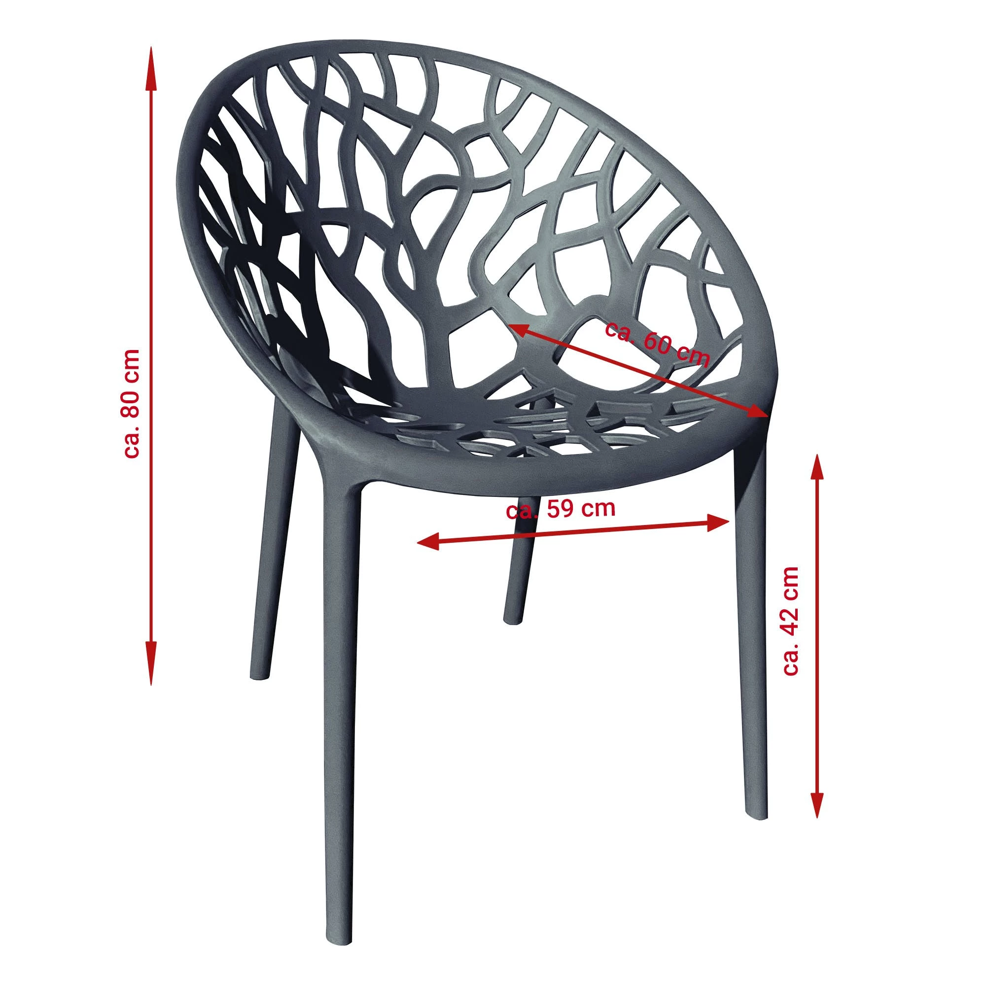 Null Gartenstuhl Kunststoff Stapelstuhl Bistrostuhl Küchenstuhl Stuhl Stapelbar 2 St. Dunkelgrau – Bild 6