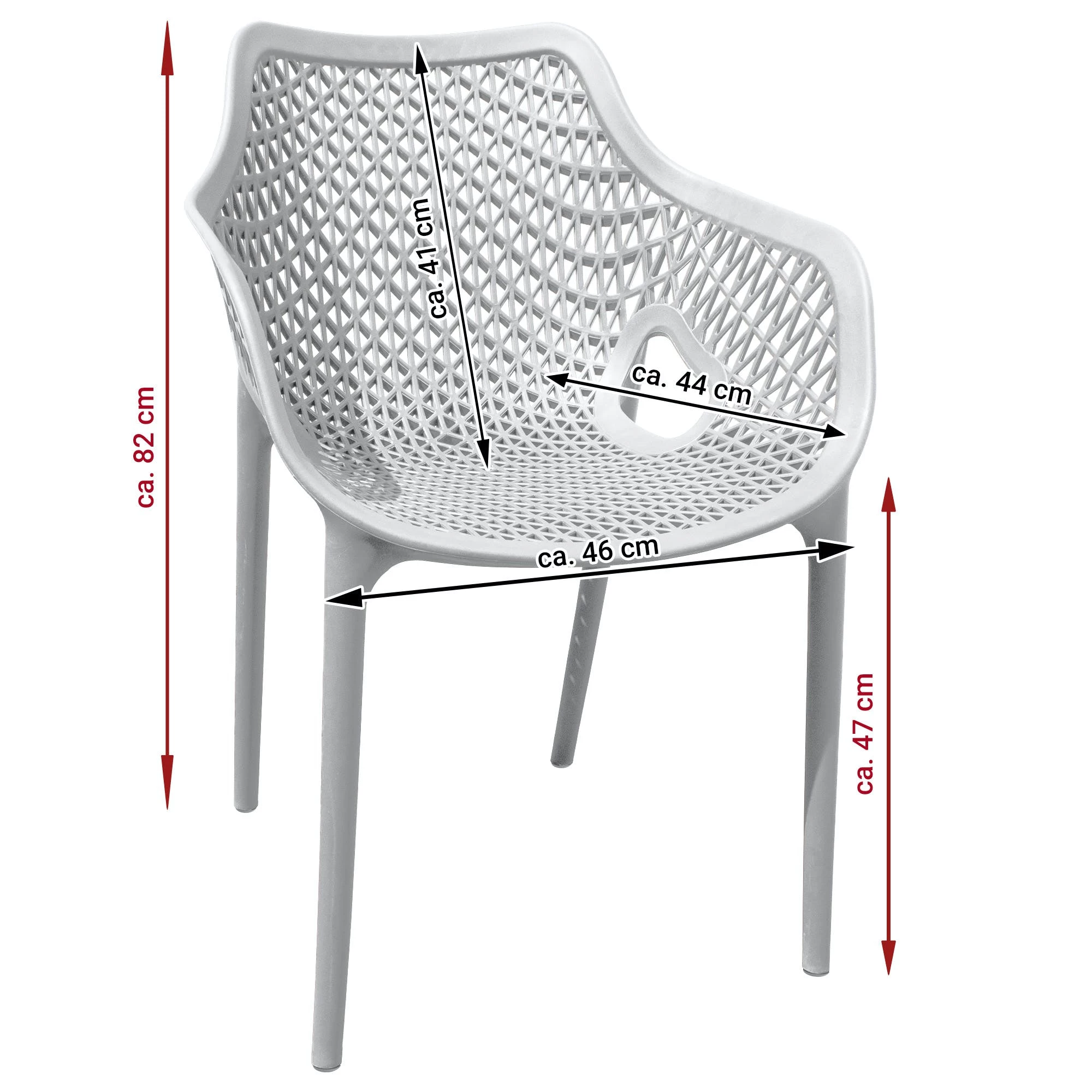 Null Gartensessel Gartenstuhl Kunststoff Stapelstuhl Armlehne Küchenstuhl Bistrostuhl 3 St. Weiß – Bild 6