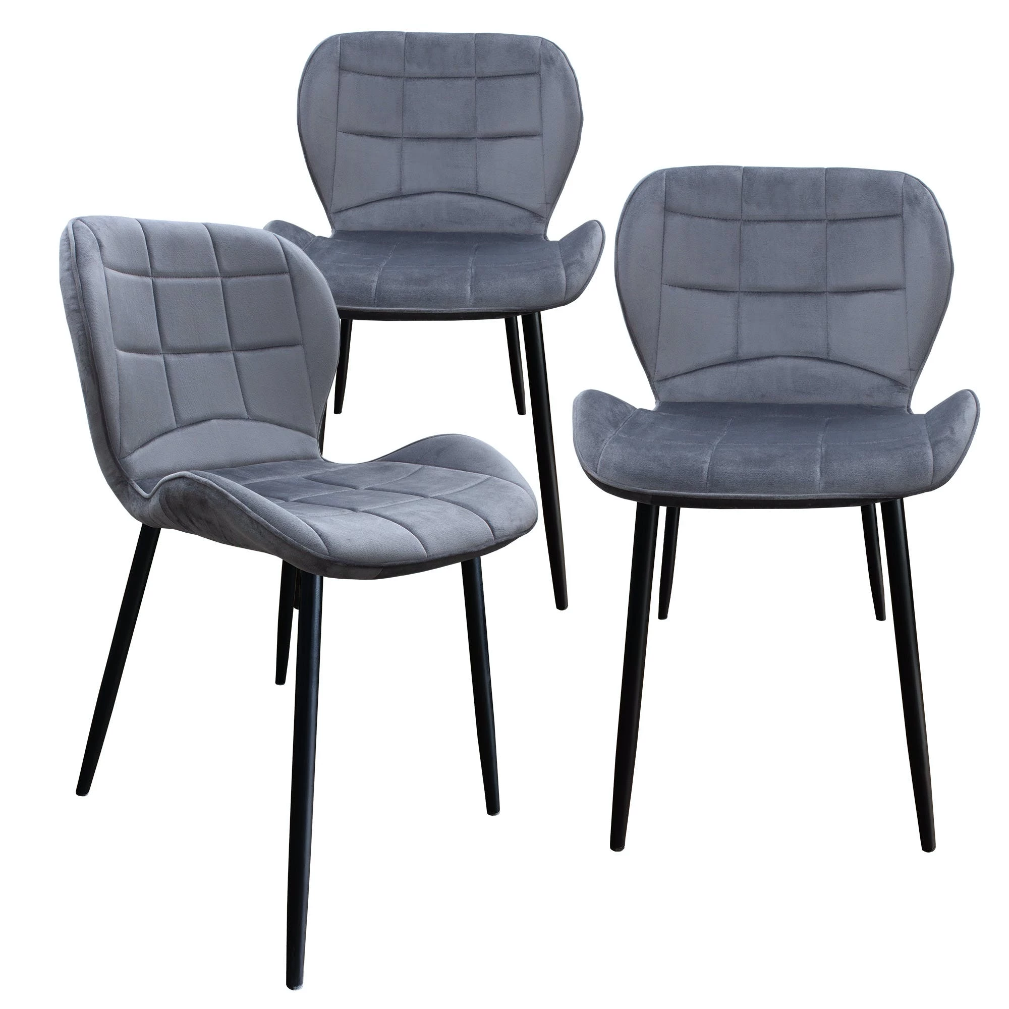 Null Esszimmerstuhl, Küchenstuhl , Mit Einem Samtvelours Bezug Und Einem Metallgestell 3 St. Samt - Navi – Bild 5