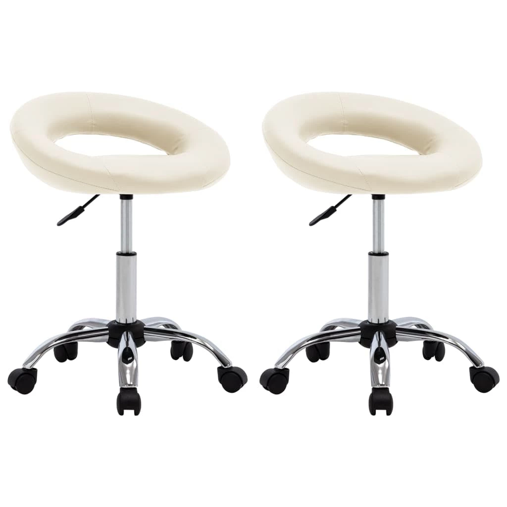 Null VidaXL Esszimmerstühle 2 Stk. Drehbar Creme Kunstleder