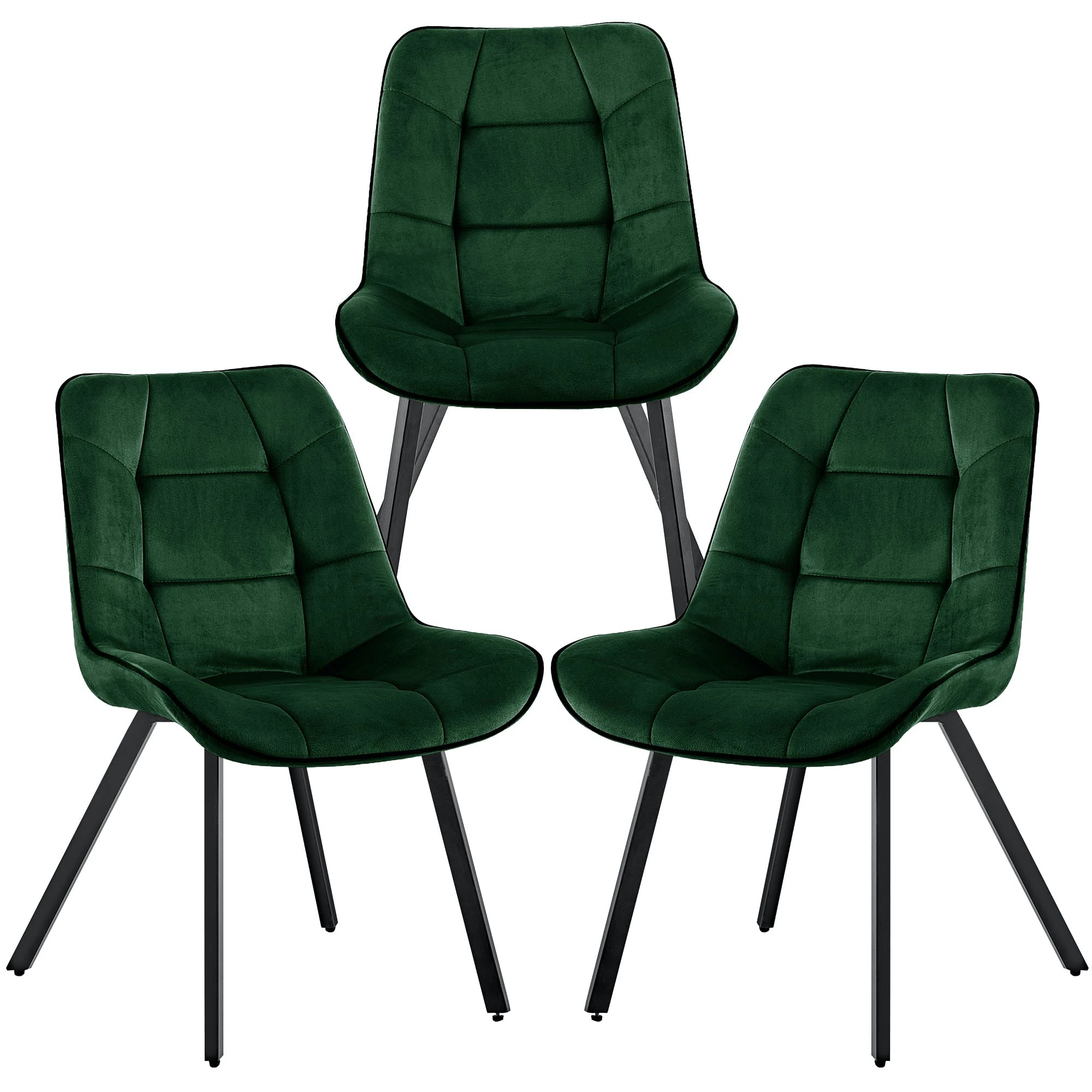 Null Samtstühle Stoffstühle Polsterstuhl Esszimmerstühle Küchenstühle Aus Samt Metallbeine 3 St. Grün