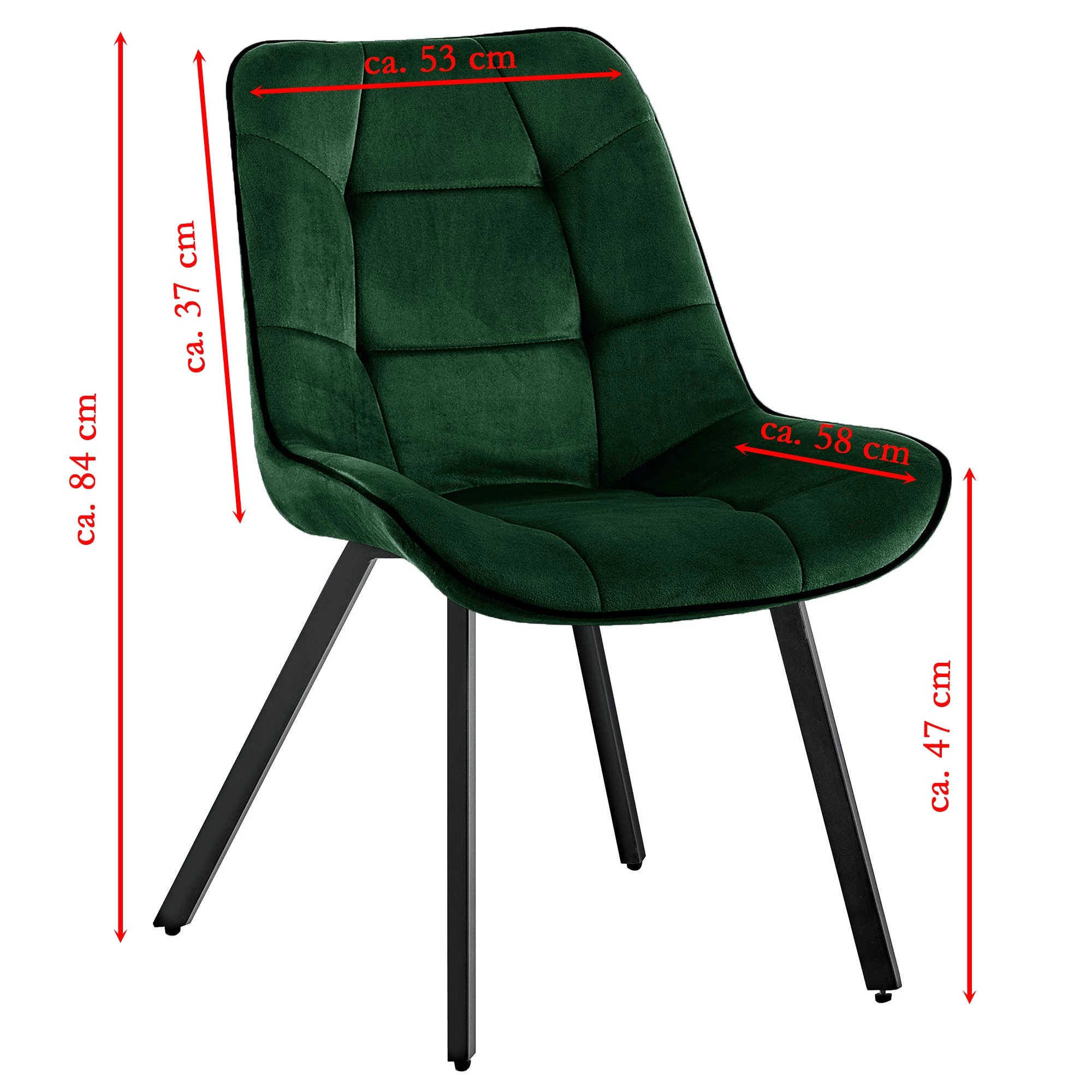 Null Samtstühle Stoffstühle Polsterstuhl Esszimmerstühle Küchenstühle Aus Samt Metallbeine 3 St. Grün – Bild 6
