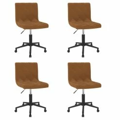 Null VidaXL Esszimmerstühle 4 Stk. Drehbar Braun Samt