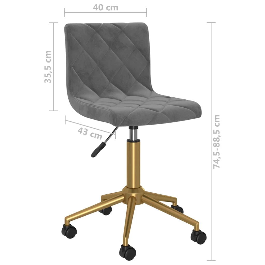 Null VidaXL Esszimmerstuhl Drehbar Dunkelgrau Samt – Bild 6