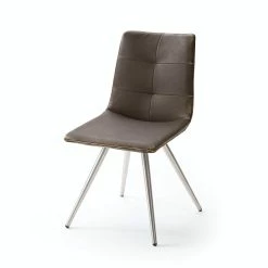 Null Stuhl Alessia G Vintage Braun Im 2er Set 4 Fußgestell, Rund Konisch Edelstahl